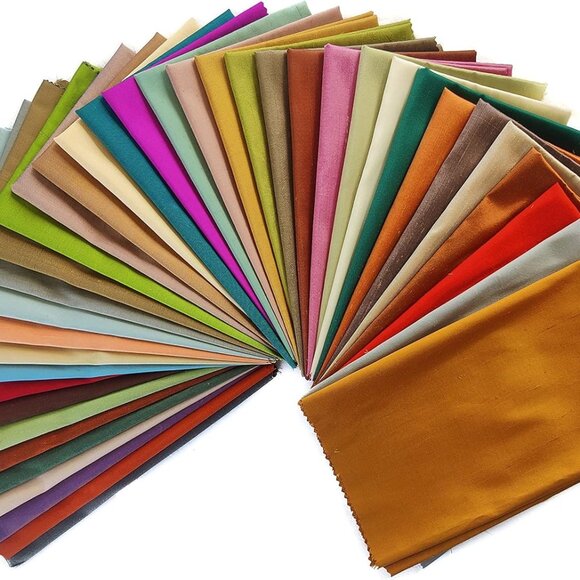 Pure Silk Dupioni Fabric 8 Fat Quarters 18x22 Inches Multiple Colors for Sewing - Picture 4 of 8